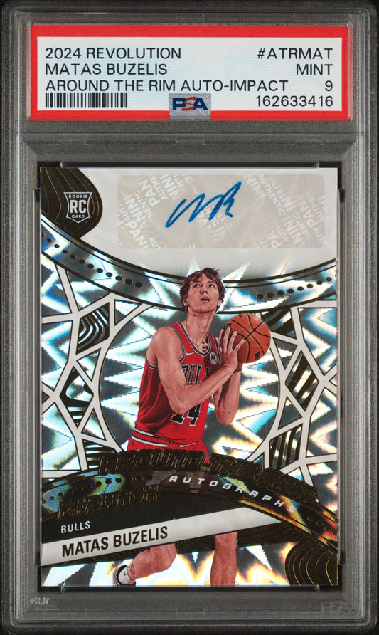 2024-25 Panini Revolution Matas Buzelis RC Around the Rim Auto /100 MINT PSA 9