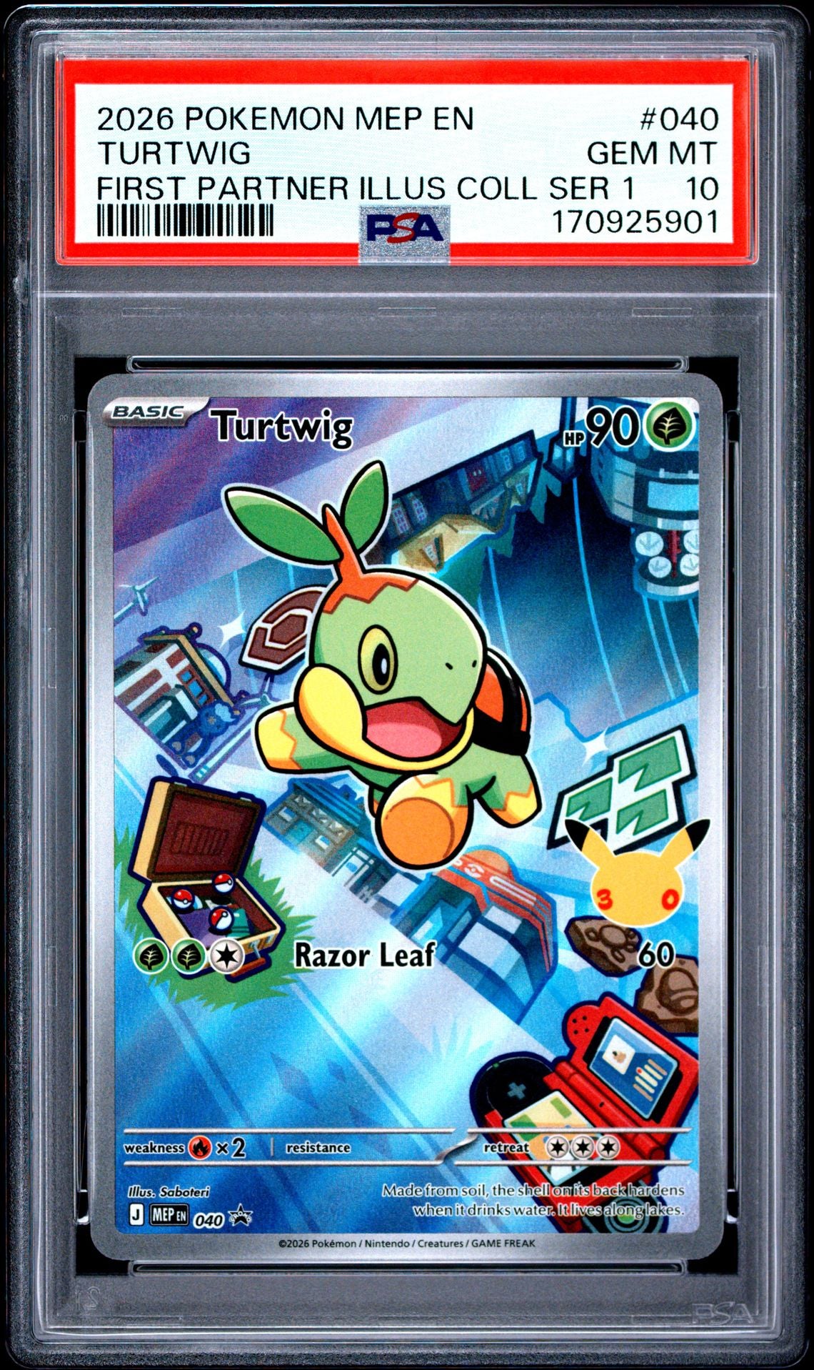 Turtwig Pokemon Card (First Partner Series 1 Promo 040) GEM MINT PSA 10
