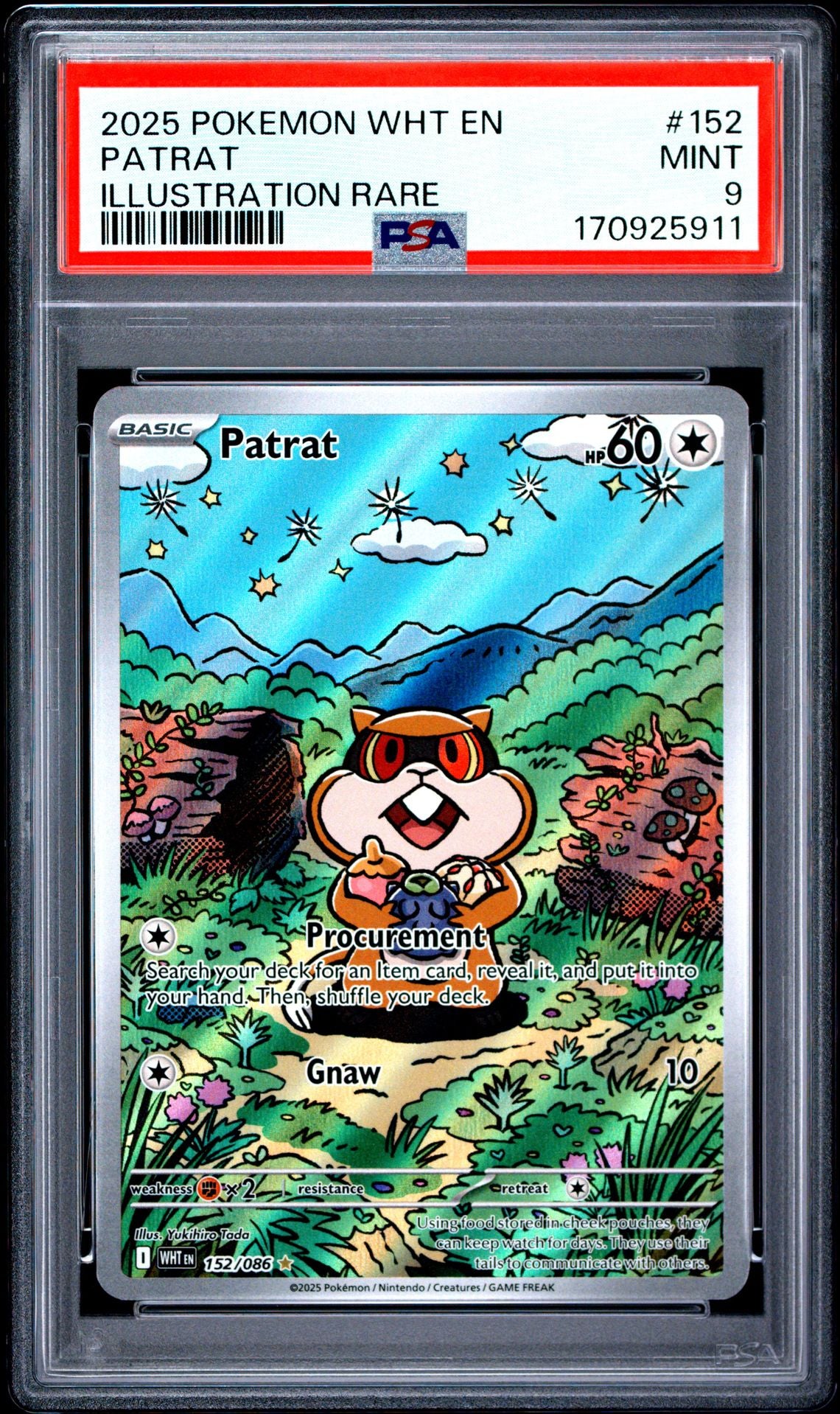 Patrat Pokemon Card (White Flare 152/086) Illustration Rare MINT PSA 9
