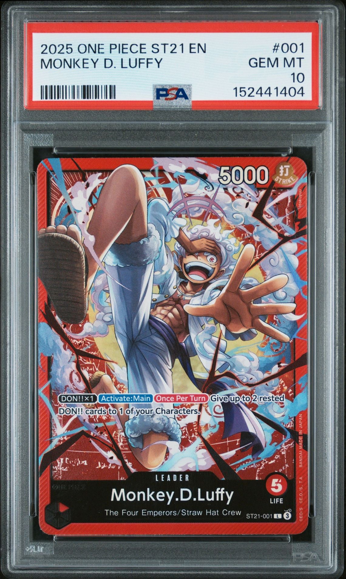 Monkey D Luffy Starter Deck EX: Gear 5 ST21-001 Leader GEM MINT PSA 10