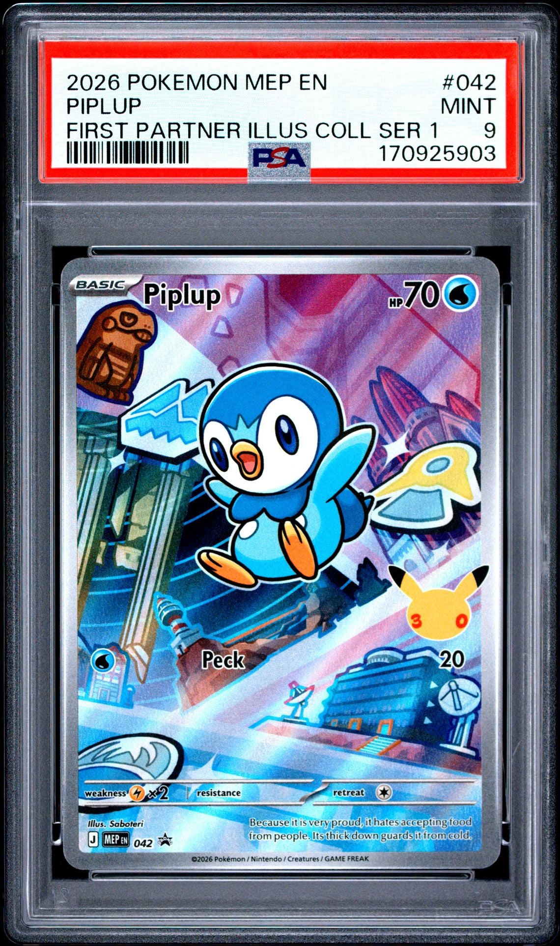 Piplup Pokemon Card (First Partner Series 1 Promo 042) MINT PSA 9
