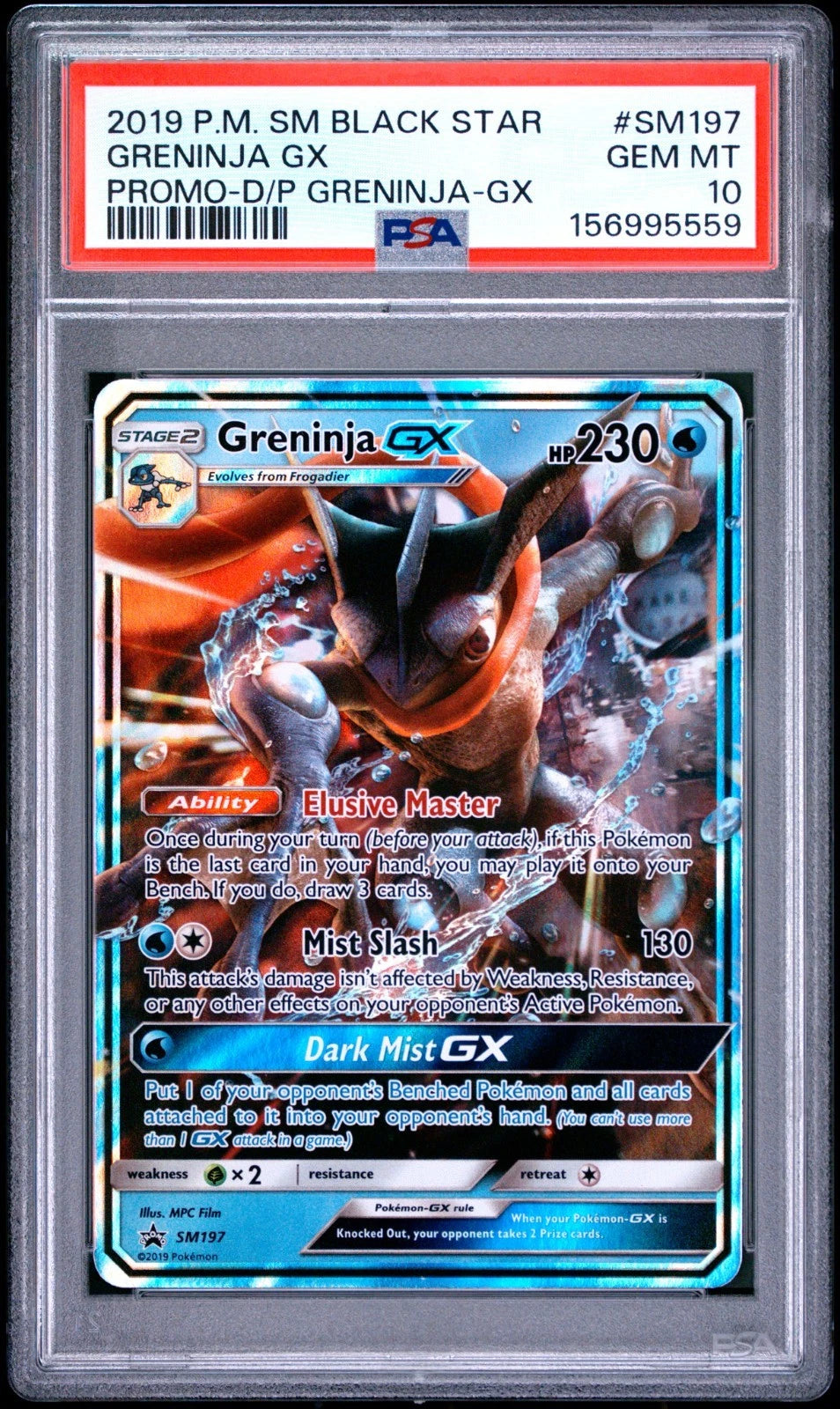 Greninja GX Pokemon Card (Black Star Promo SM197) GEM MINT PSA 10