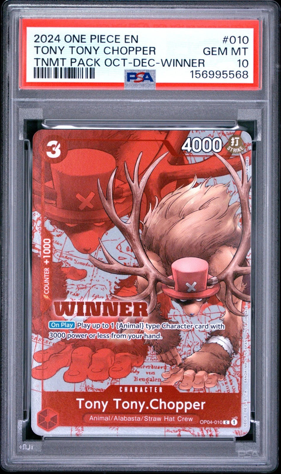 Tony Tony.Chopper One Piece Winner Pack 2024 Oct-Dec OP04-010 GEM MINT PSA 10